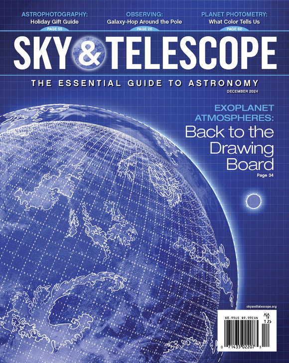 December cover of Sky & Telescope showing a planet drawing with a grid over it